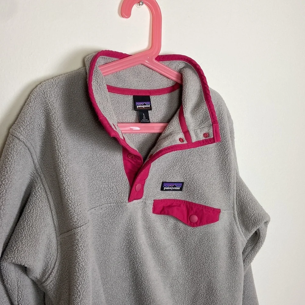 Patagonia Girls Large Synchilla Snap-T‎ Pullover Jacket Winter Outdoor Gorpcore